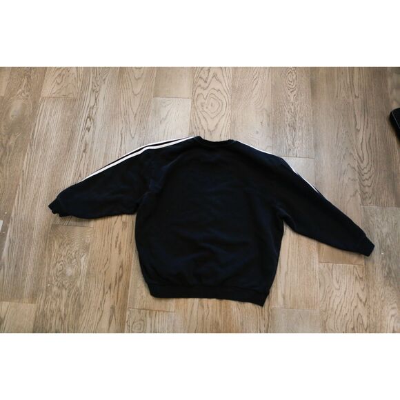 Adidas Black Three Stripe Crewneck Sweatshirt Boxy Fit - Picture 3 of 4